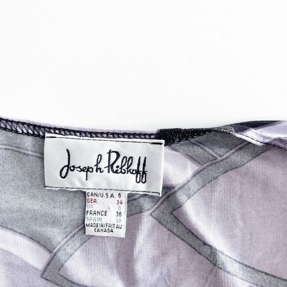 Joseph Ribkoff Womens Knee-Length Dress Ruched Abstract Purple Gold Black Size 6 - Picture 3 of 6